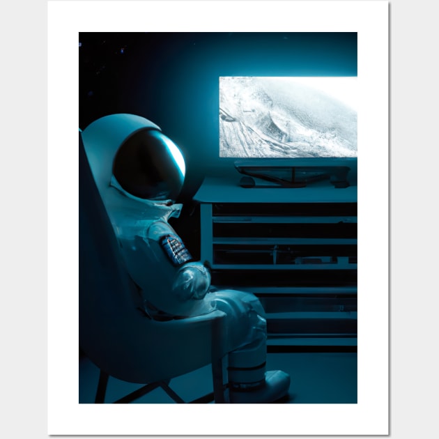 Astronaut watching TV Wall Art by maxcode